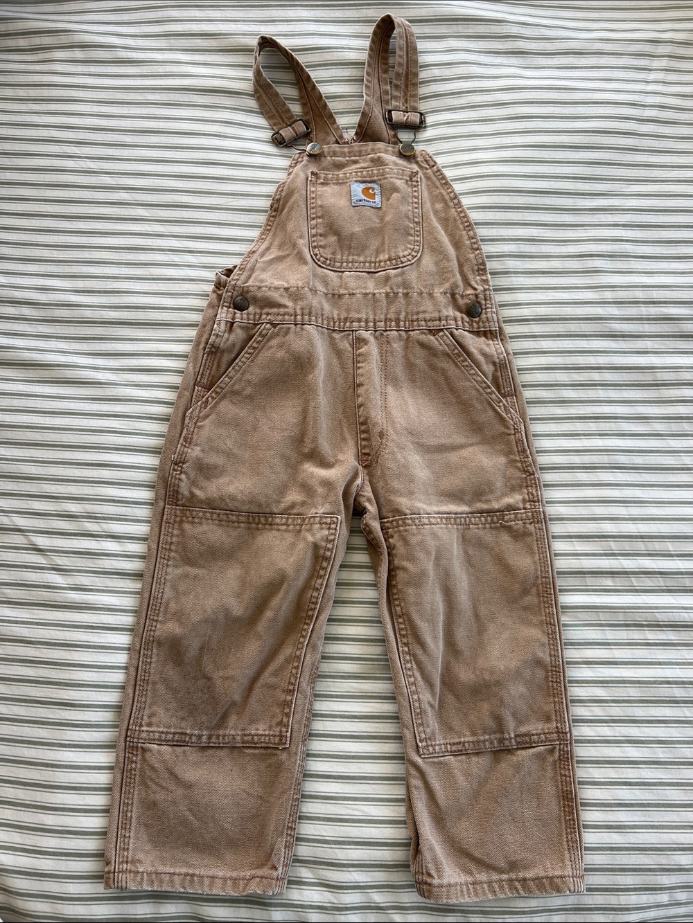 Carhartt Brown Kids Canvas Overalls with Pocket Patch